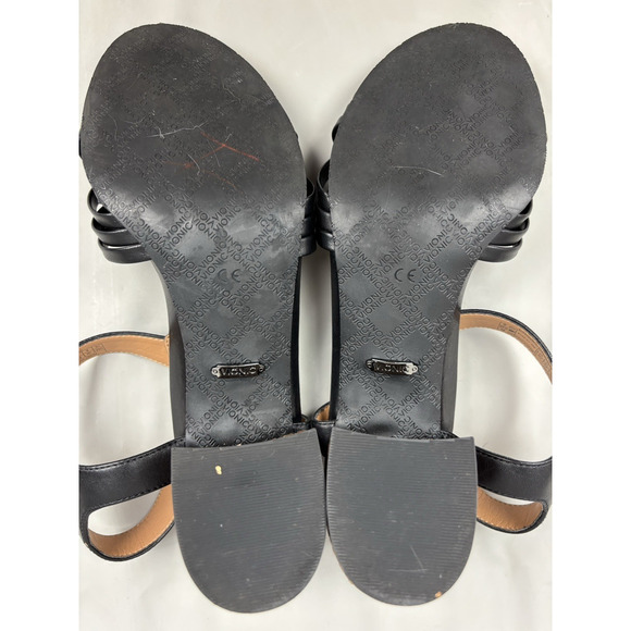 Vionic Peony Nat Leather Strappy Sandals Open Toe Womens 10 Black Woven - Picture 13 of 14